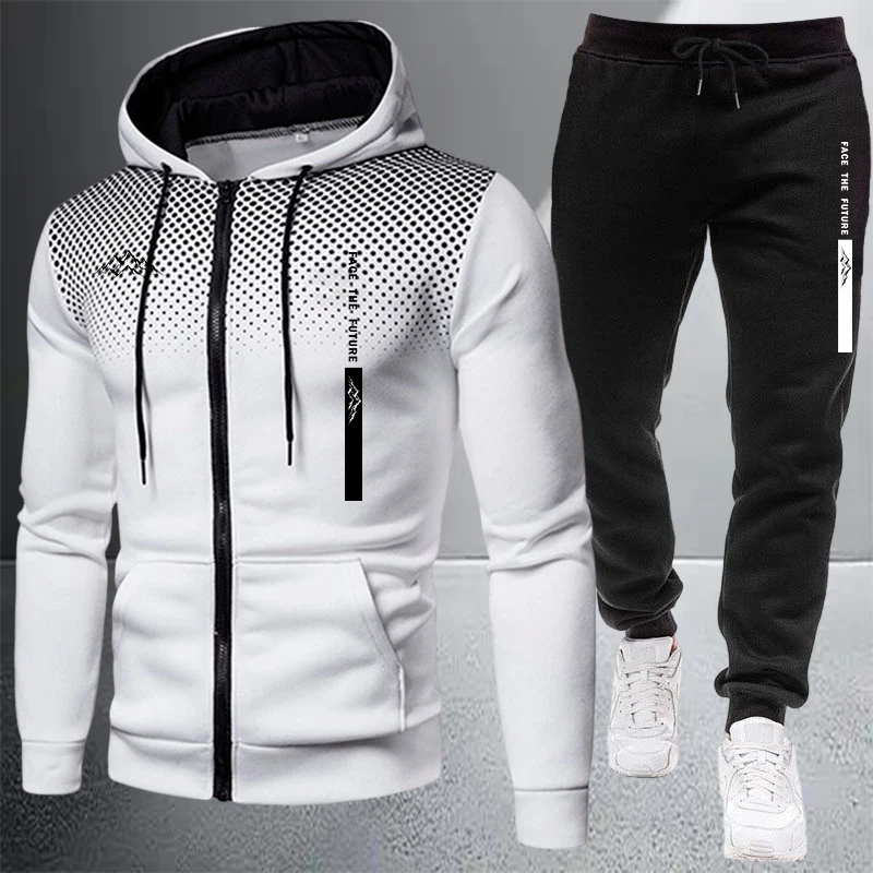 Winter Clothing Stores - เสื้อแจ็คเก็ตผู้ชายขายดี ชุดวอร์มลำลองแบบมีฮู้ด ซิป ลายจุด เสื้อโค้ทสำหรับกิจกรรมกลางแจ้ง เสื้อผ้ากีฬา