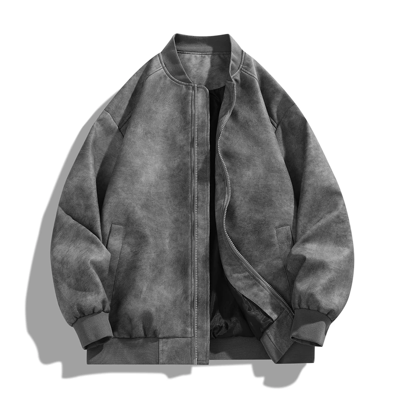 Quality Winter Clothing Bomber Jacket - เสื้อแจ็คเก็ตหนังคุณภาพสูงสไตล์เรโทรอเนกประสงค์ทรงหลวมทันสมัยใส่สบายสำหรับผู้ชาย คอลเลคชั่นฤดูใบไม้ร่วง