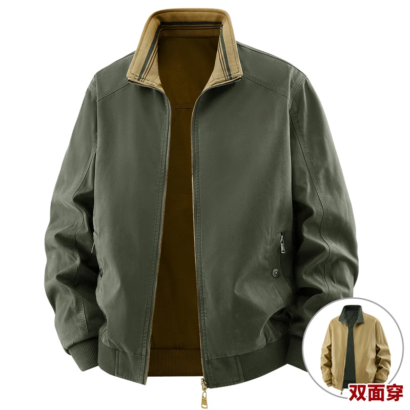 Quality Winter Clothing Bomber Jacket - เสื้อแจ็คเก็ตคุณภาพสูงแบบกลับด้านได้สำหรับผู้ชาย ผ้าฝ้าย 100% เสื้อโค้ทนักบิน เสื้อแจ็คเก็ตบอมเบอร์สไตล์สตรีทแวร์สำหรับฤดูใบไม้ผลิและฤดูหนาว เสื้อผ้าผู้ชาย