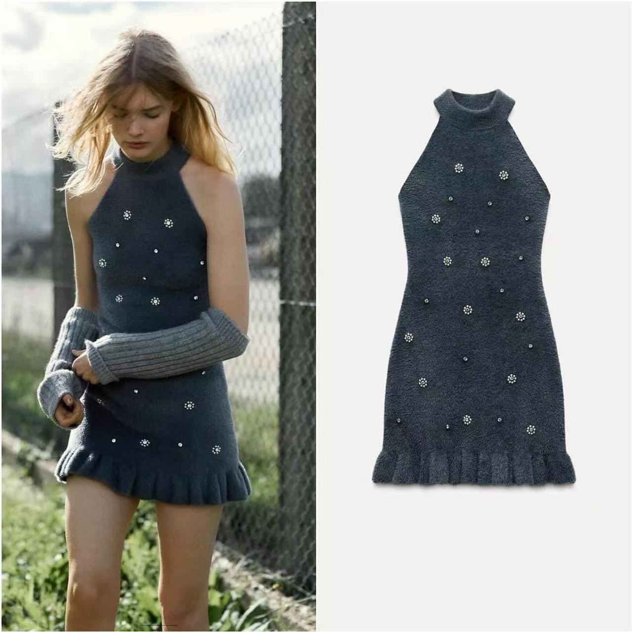 Winter Clothing Amazon - เสื้อผ้าผู้หญิงข้ามพรมแดน Amazon 2024 ฤดูใบไม้ร่วงและฤดูหนาวลูกปัดขนสัตว์เทียมเอฟเฟกต์คอปกแขนกุดชุด