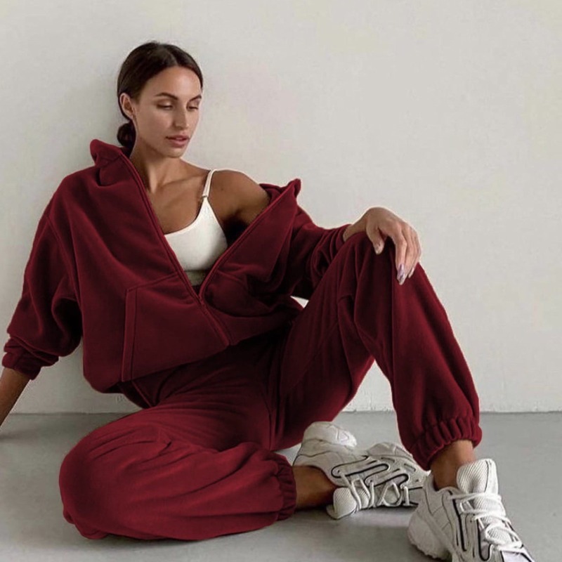 Winter Clothing Amazon - ชุดเสื้อสเวตเตอร์ลำลองสไตล์สปอร์ตแฟชั่นใหม่สำหรับผู้หญิงจากยุโรปและอเมริกา สำหรับฤดูใบไม้ร่วง นำเข้าจาก Amazon