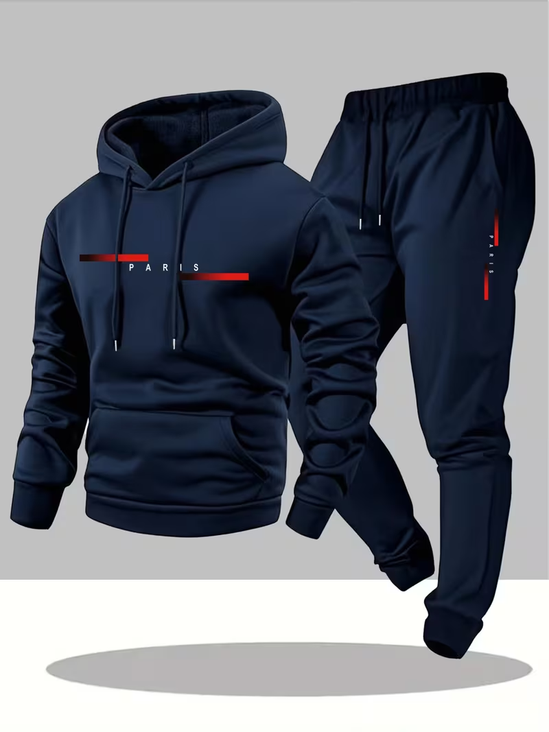 Winter Clothing Fashion - ชุดเซ็ตฮู้ดดี้และกางเกงขายาวพิมพ์ลายตัวอักษรสุดฮิตสำหรับผู้ชาย แฟชั่นฤดูหนาวเรียบง่าย ลดราคาพิเศษ