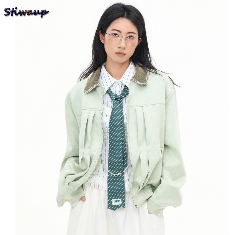 Quality Winter Clothing Bomber Jacket - ผู้หญิงฤดูใบไม้ร่วงเสื้อแจ็คเก็ตสีเขียวLapelคุณภาพสูงAviatorแจ็คเก็ตผู้หญิงสินค้าใหม่ฤดูใบไม้ร่วง 2025 แฟชั่นผู้หญิงเสื้อผ้า