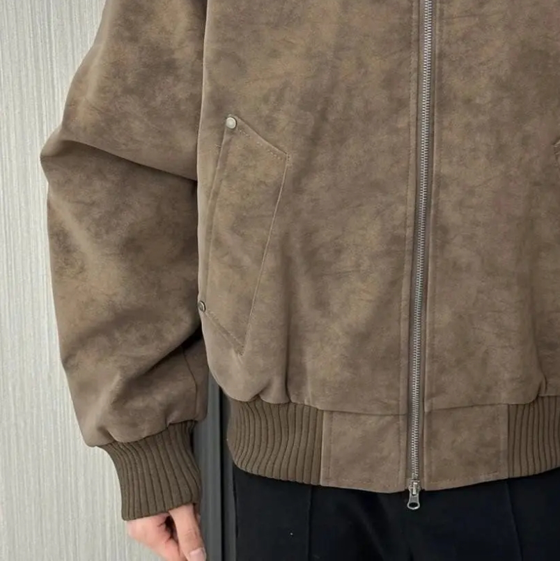 Quality Winter Clothing Bomber Jacket - เสื้อแจ็คเก็ตบอมเบอร์ทรงโอเวอร์ไซส์สำหรับผู้ชาย สไตล์เกาหลี แฟชั่นสตรีทแวร์ คุณภาพสูง เสื้อคลุมตัวใหญ่ มีซิป