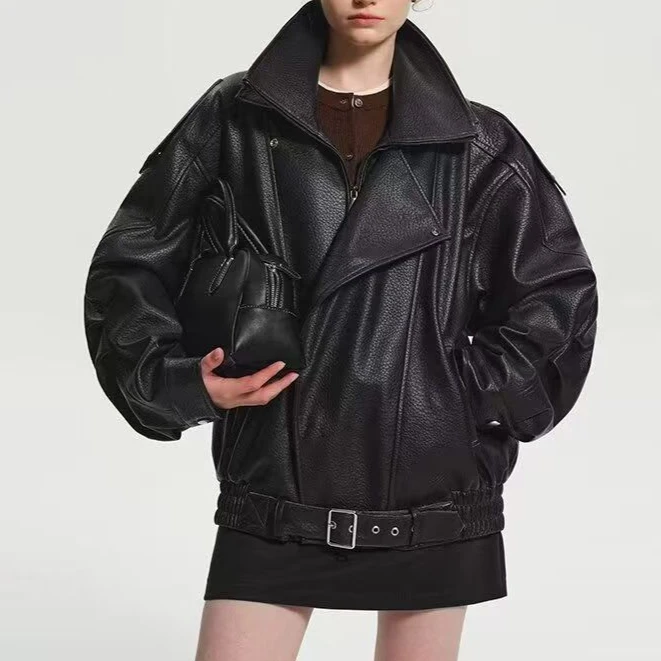 Quality Winter Clothing Bomber Jacket - คุณภาพสูงเสื้อแจ็คเก็ตผู้หญิงหรูหรา PU Moto Biker แจ็คเก็ตหนังคู่เกาหลีแฟชั่นผู้หญิงเสื้อผ้า Outerwears