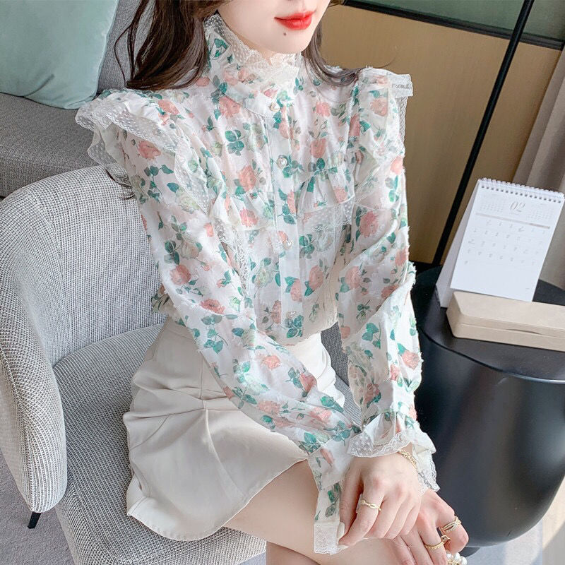 เสื้อชีฟองพิมพ์ลายวินเทจ แขนบา - Winter Clothing Vintage บทวิจารณ์และราคา