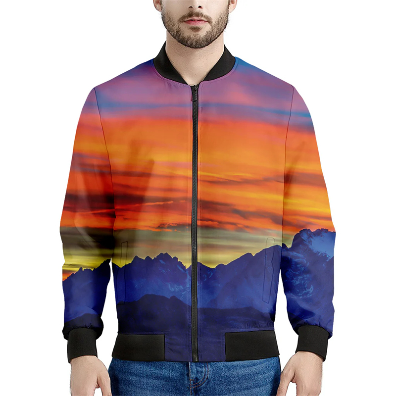 แจ็คเก็ตบอมเบอร์พิมพ์ลาย3D ภูเ - Quality Winter Clothing Bomber Jacket บทวิจารณ์และราคา